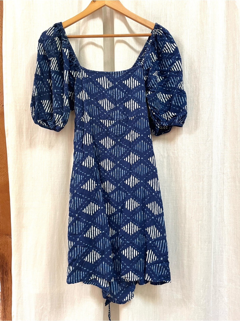 Anouk blue white dress pockets open back